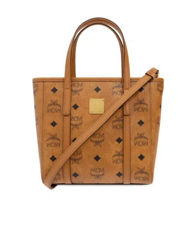Mcm Letter Pattern Handbag In Brown