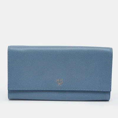 Pre-owned Mcm Light Blue Textured Leather Continental Wallet