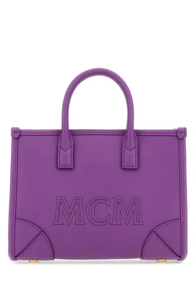 Mcm Light Purple Leather Mini Mã¼nchen Handbag In Passion Flower