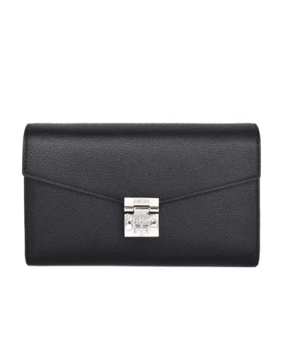 Mcm Litchi Emblem Single Shoulder Bag In Black