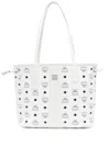 Mcm White Canvas Reversible Liz Shopping Bag In White
