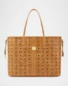 Mcm Liz Large Reversible Visetos Shopper Tote Bag In Cognac