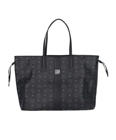Mcm Liz Logo Plaque Top Handle Bag In Black