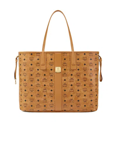 Mcm Liz Logo-print Leather Tote Bag In Brown