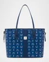 Mcm Toni Visetos Monogram Canvas Top-zip Tote Bag In Blue