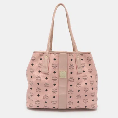 Pre-owned Mcm Liz Pink Visetos Coated Canvas Shopper Tote