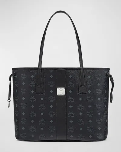 Mcm Liz Reversible Medium Visetos Tote Bag In Black