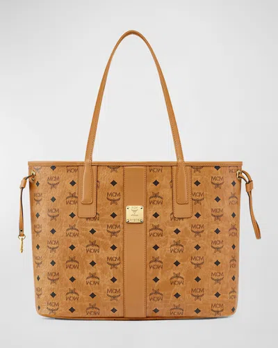 Mcm Liz Reversible Medium Visetos Tote Bag In Cognac