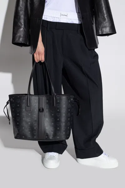 Mcm Large Liz Reversible Tote Bag In Black