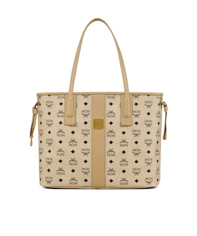 Mcm Liz Reversible Top Handle Medium Tote Bag In Nude