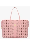 Mcm Large Liz Shopper In Visetos In Pink