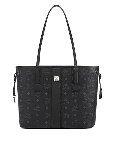 Mcm Liz Small Reversible Visetos Shopper Tote In Black