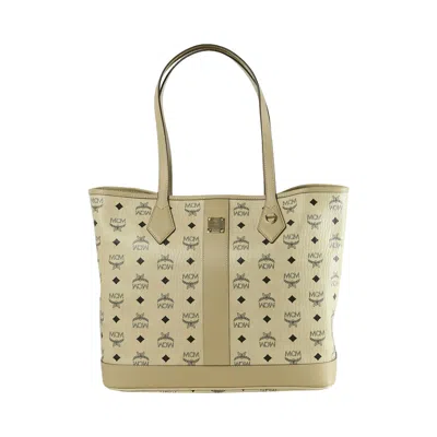Pre-owned Mcm Liz Vi Shopper Medium Bag 'beige/black' | Cream | Men's Size Onesize