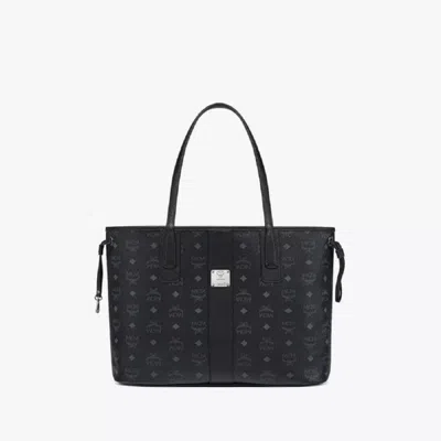 Mcm Liz Small Reversible Visetos Shopper Tote In Black