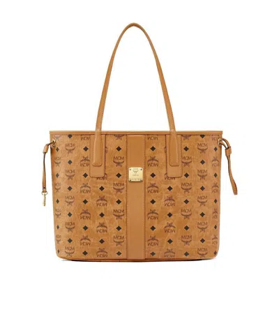 Mcm Liz Small Reversible Visetos Shopper Tote In Brown