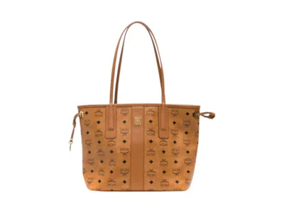 Pre-owned Mcm Liz Visetos Small Bag In Cognac In Brown