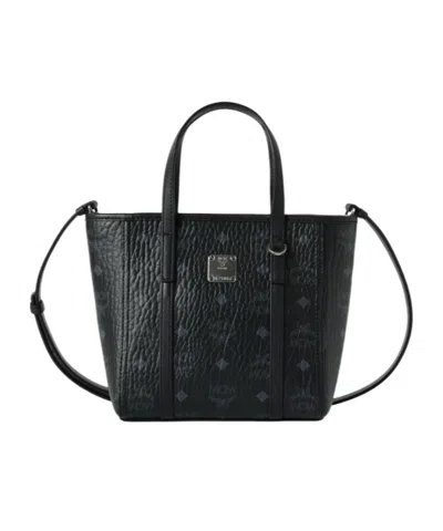 Mcm Liz Visetos Small Printed Tote Bag In Black