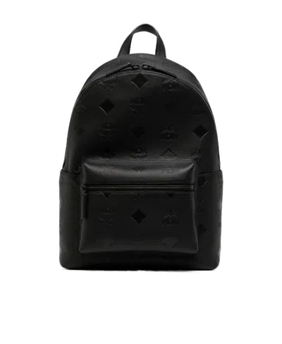 Mcm Logo Backpack In Black