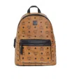 Mcm Stark Monogram Print Zipped Backpack In Brown