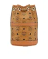 Mcm Printed Synthetic Leather Aren Chain Bucket Bag In Brown