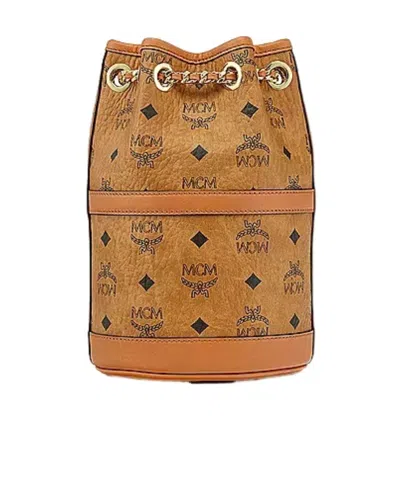 Mcm Logo Backpack In Brown