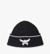 Mcm Logo Beanie In Wool And Recycled Cashmere In Navy Blazer