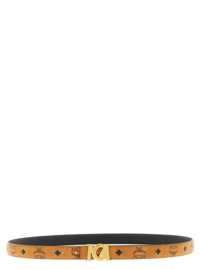 Mcm Logo Buckle Belt In Brown