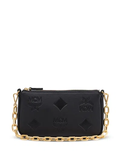 Mcm Logo-debossed Shoulder Bag In Black