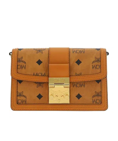 Mcm Logo Detailed Chained Shoulder Bag In Brown