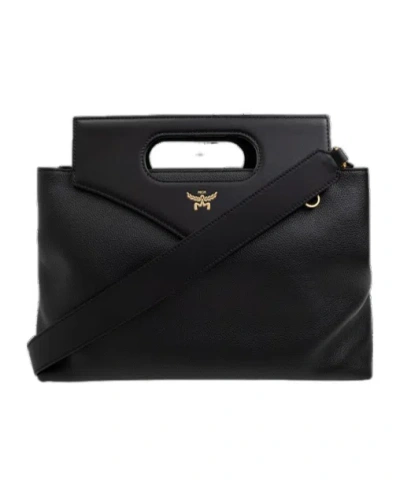 Mcm Logo Details Shoulder Bag In Black