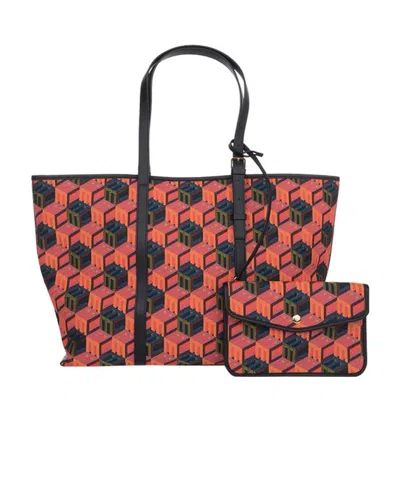 Mcm Logo Details Todd Handbag In Red