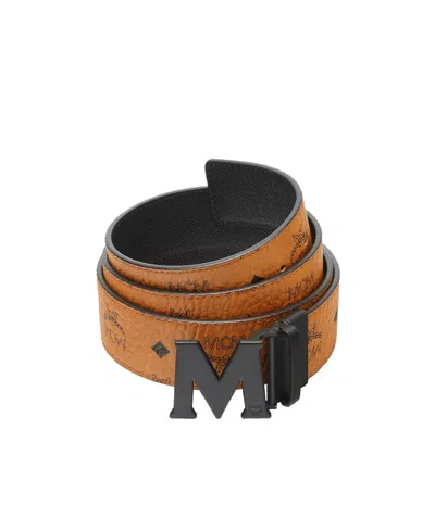 Mcm Logo Double-sided Belt In Black