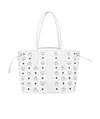 Mcm White Canvas Reversible Liz Shopping Bag In White