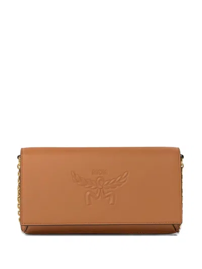 Mcm Logo-embossed Shoulder Bag In Brown