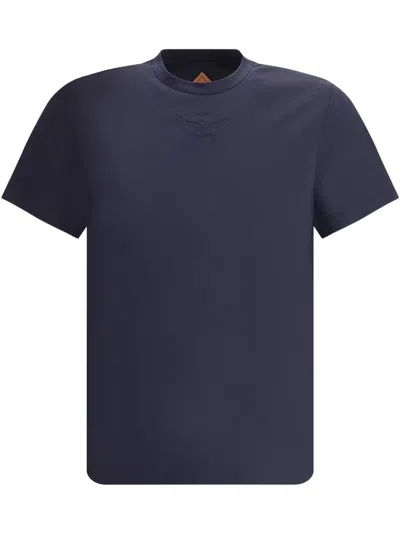 Mcm Cotton T-shirt With Ribbed Crew Neck In Blue