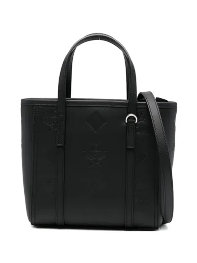 Mcm Logo-embossed Tote Bag In Black