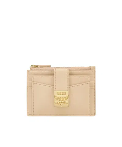 Mcm Logo Embossed Wallet In Nude