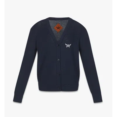 Mcm Logo Embroidery Knit Cardigan In Blue