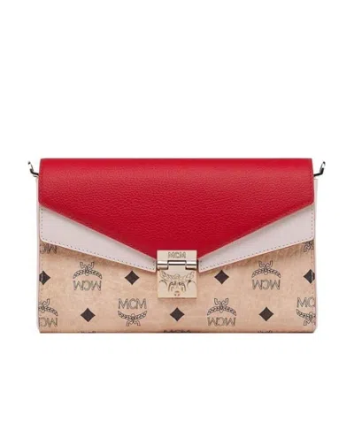 Mcm Logo Flip Shoulder Bag In Red