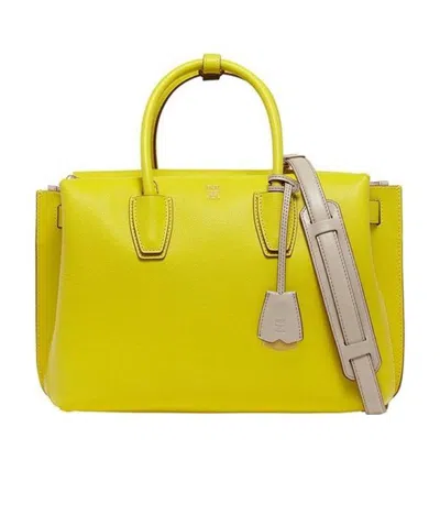 Mcm Logo Handbag In Yellow