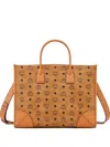 Mcm Logo Handle Tote Bag In Brown