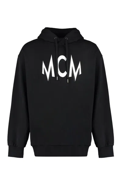Mcm Logo Intarsia Hoodie In Black