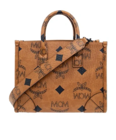 Mcm Logo Logo Shoulder Bag In Brown