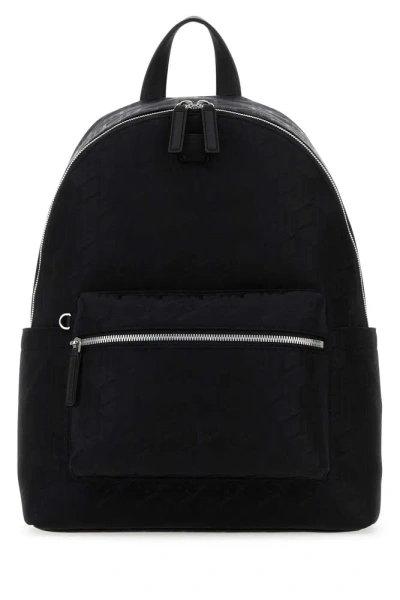Mcm Logo Monogram Backpack In Black