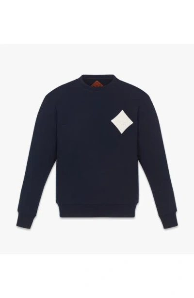 Mcm Logo Patch Bouclé Sweatshirt In Blue