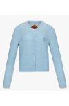 Mcm Logo Patch Knit Cardigan In Blue