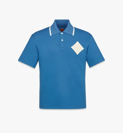 Mcm Logo Patch Piqué Polo In New Munich Blue