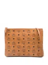 Mcm Logo-pattern Clutch Bag In Brown