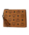 Mcm Logo Pattern Clutch In Brown