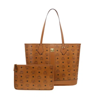 Mcm Logo-pattern Tote Bag In Brown